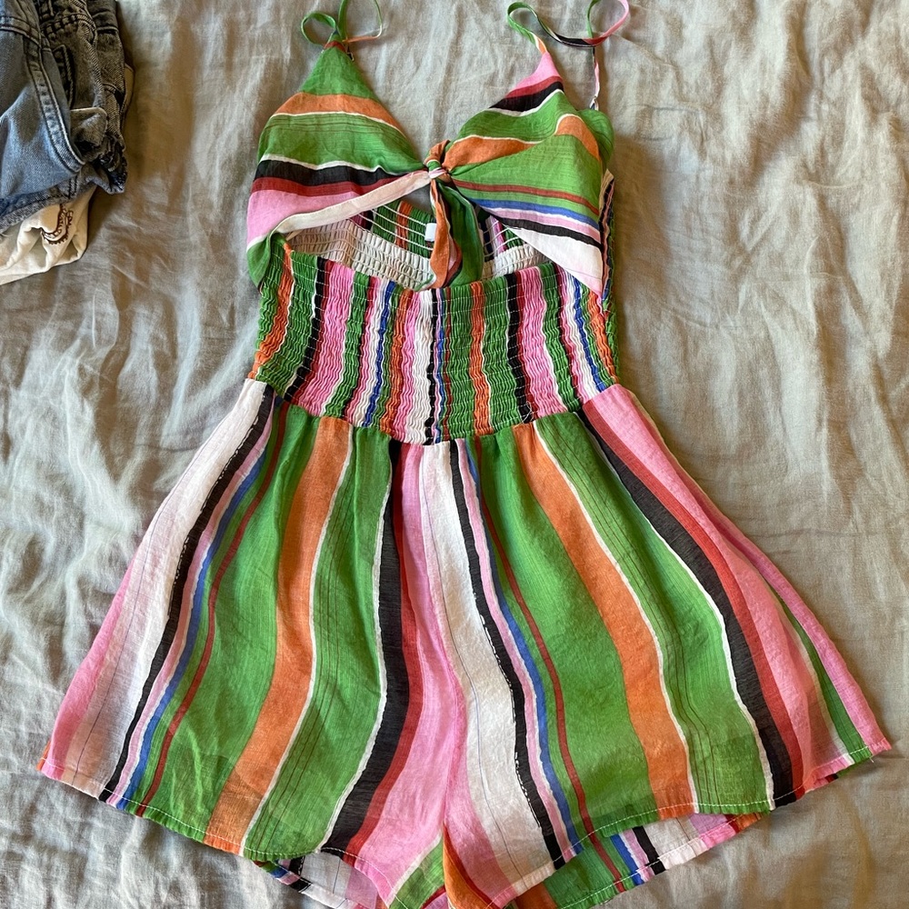 multi color cutout romper